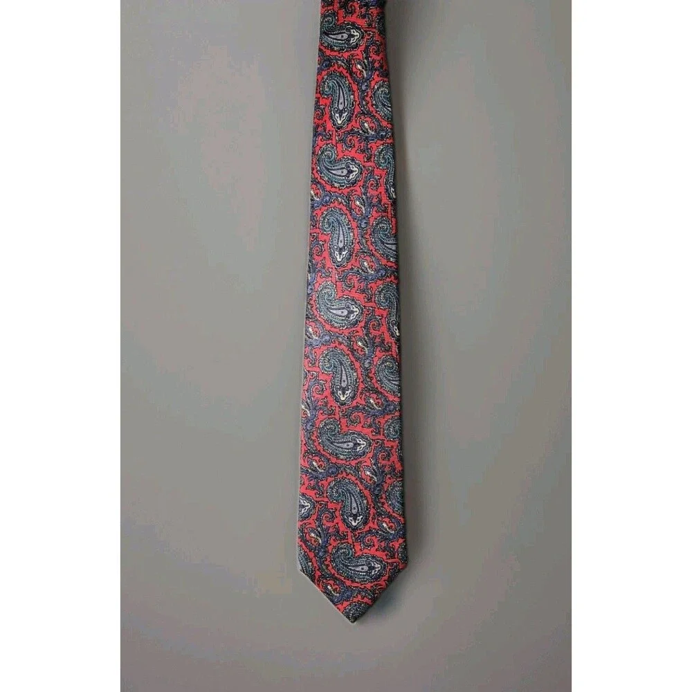 Vintage Nate's Vermont All Silk Paisley Tie Red Blue Men's Necktie